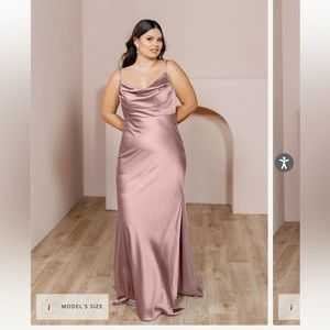 Revelry “Skye”  Satin Bridesmaid Dress in Rose Quartz
